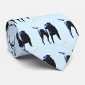 Zwarte labrador op blauwe BG Stropdas (Opgerold)