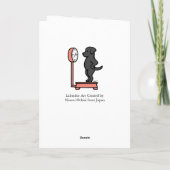 Zwarte labrador op de weegschaal kaart (Achterkant)