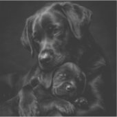 Zwarte Labrador, ouder en kind, Knuffel van liefde Sticker (Voorkant)