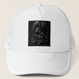 Zwarte Labrador, ouder en kind, Knuffel van liefde Trucker Pet