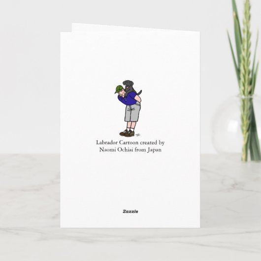 Zwarte labrador papa in het blauw kaart (Achterkant)