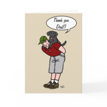 Zwarte Labrador papa in rode Vaderdag