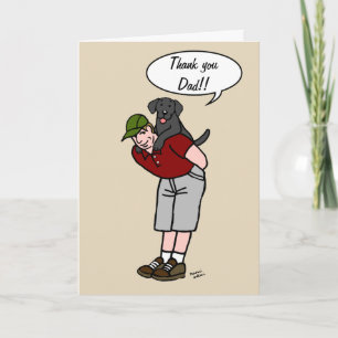 Zwarte Labrador papa in rode Vaderdag Kaart