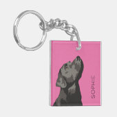 Zwarte labrador persoonlijke sleutelringketen sleutelhanger (Voorkant Links)