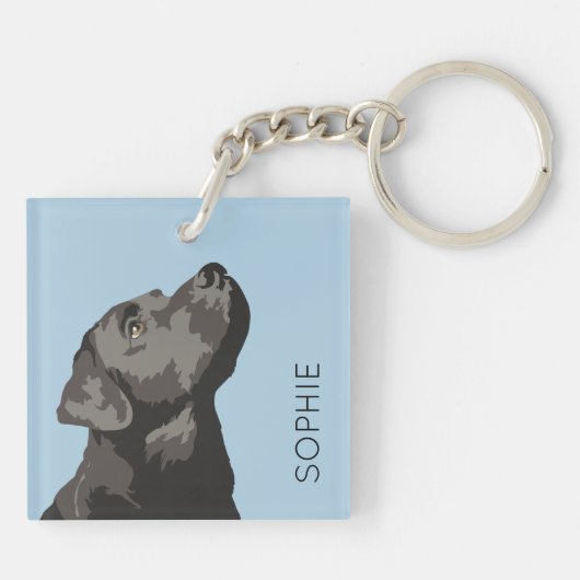 Zwarte labrador persoonlijke sleutelringketen sleutelhanger (Achterkant)