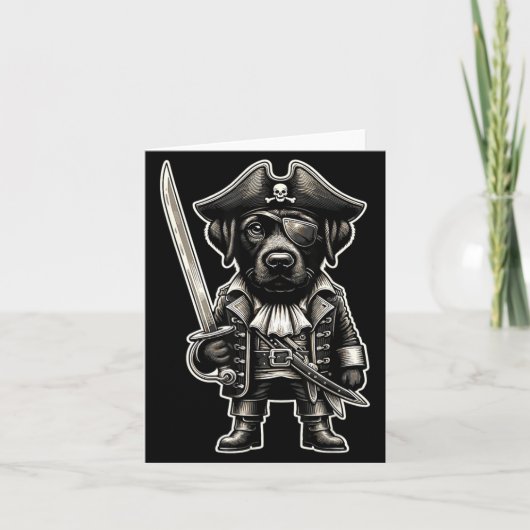Zwarte Labrador Piraat Hond Halloween Feest Kaart (Voorkant)