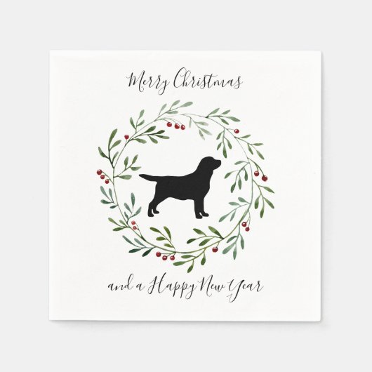 Zwarte Labrador Prettig Kerstfeest- Labrador Retri Servet (Voorkant)