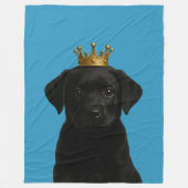 Zwarte Labrador Puppy in Gold Crown Schattige Fleece Deken (Voorkant)