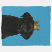 Zwarte Labrador Puppy in Gold Crown Schattige Fleece Deken (Voorkant (Horizontaal))