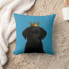 Zwarte Labrador Puppy in Gold Crown Schattige Kussen
