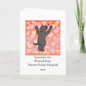 Zwarte Labrador Puppy Knuffel Cartoon Harten Kaart (Achterkant)