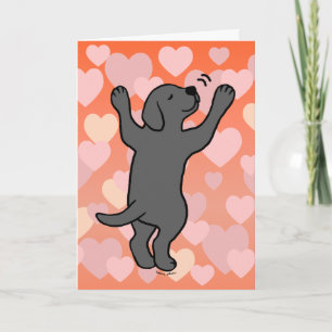 Zwarte Labrador Puppy Knuffel Cartoon Harten Kaart