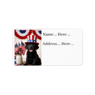 Zwarte Labrador Puppy Patriottisch Zomerfeest Etiket