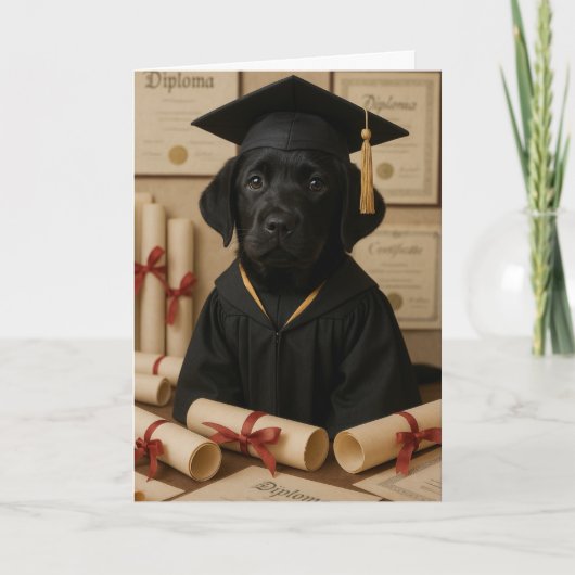 Zwarte Labrador Retriever Afstuderen Kaart (Voorkant)