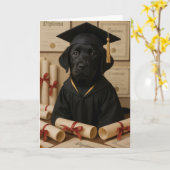 Zwarte Labrador Retriever Afstuderen Kaart (Gele Bloem)