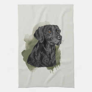 Zwarte Labrador Retriever Aquarel Honden Kunst Gro Theedoek