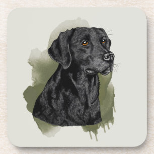 Zwarte Labrador Retriever Aquarel Kunst Op Groen Bier Onderzetter