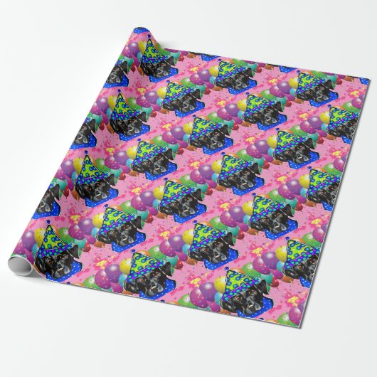 Zwarte Labrador Retriever Cadeaupapier (Uitgerold)