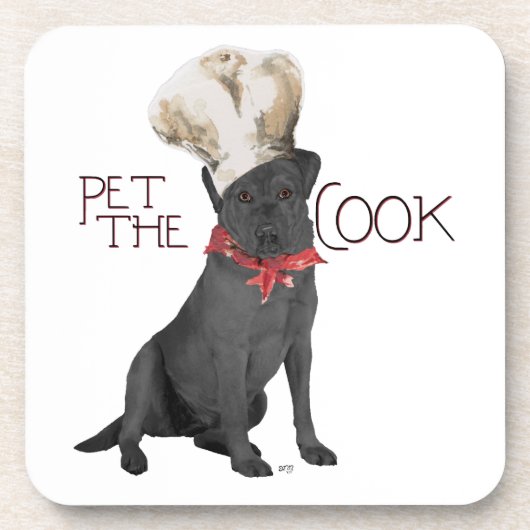 Zwarte Labrador Retriever Chef Bier Onderzetter (Voorkant)