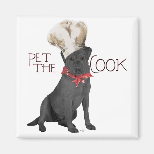 Zwarte Labrador Retriever Chef Magneet (Voorkant)