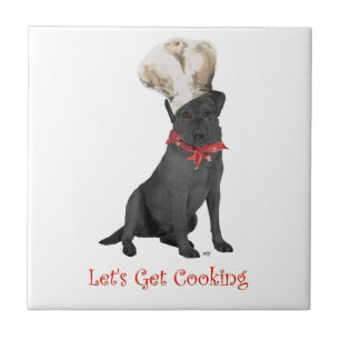 Zwarte Labrador Retriever Chef Tegeltje