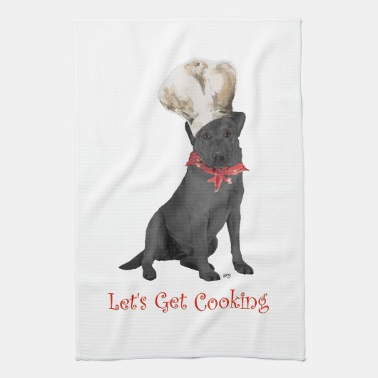 Zwarte Labrador Retriever Chef Theedoek (Verticaal)