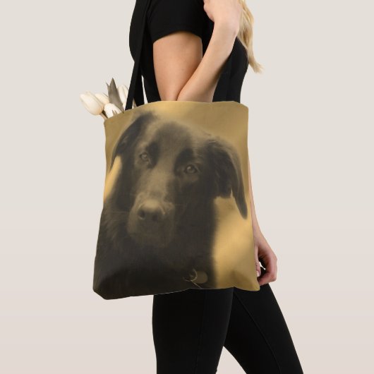 Zwarte Labrador Retriever Dog Art Tote Bag (Dichtbij)