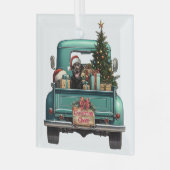 Zwarte Labrador Retriever Dog Boerderij Truck Kers Glas Ornament (Voorkant links)