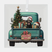 Zwarte Labrador Retriever Dog Boerderij Truck Kers Glas Ornament (Achterkant)