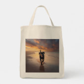 Zwarte Labrador Retriever Elegante kruidenier Canv Tote Bag (Achterkant)