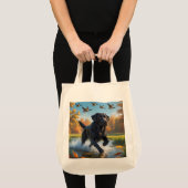 Zwarte Labrador Retriever Elegante kruidenier Canv Tote Bag (Voorkant (product))