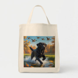 Zwarte Labrador Retriever Elegante kruidenier Canv Tote Bag