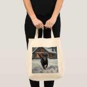 Zwarte Labrador Retriever Elegante kruidenier Canv Tote Bag (Voorkant (product))