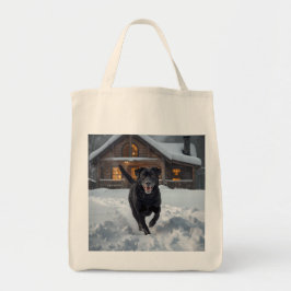 Zwarte Labrador Retriever Elegante kruidenier Canv Tote Bag
