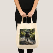 Zwarte Labrador Retriever Elegante kruidenier Canv Tote Bag (Voorkant (product))