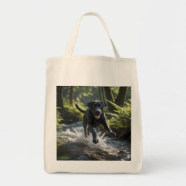 Zwarte Labrador Retriever Elegante kruidenier Canv Tote Bag