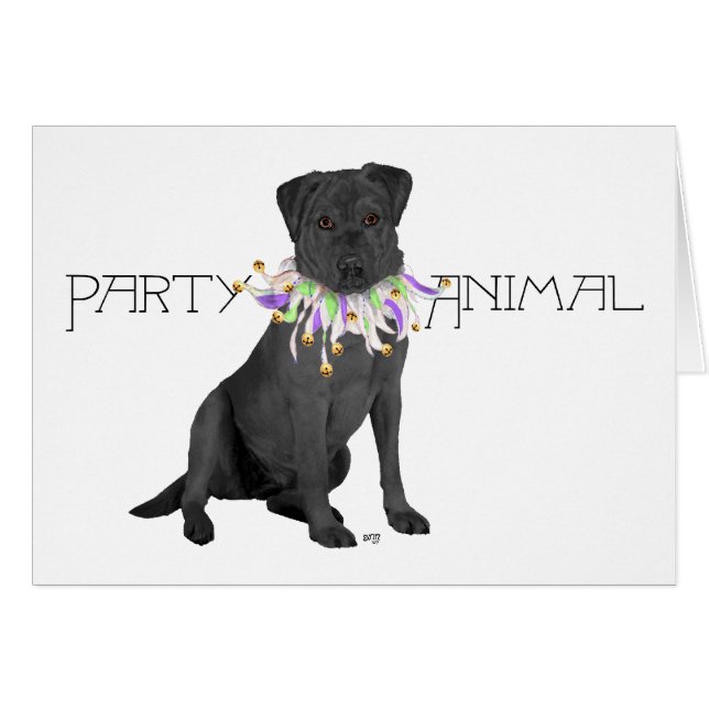 Zwarte Labrador Retriever Feestje (Voorkant Horizontaal)