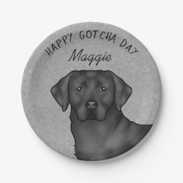 Zwarte Labrador Retriever Gefeliciteerd Adoptiedag Papieren Bordje