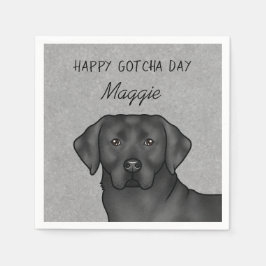 Zwarte Labrador Retriever Gefeliciteerd Adoptiedag Servet