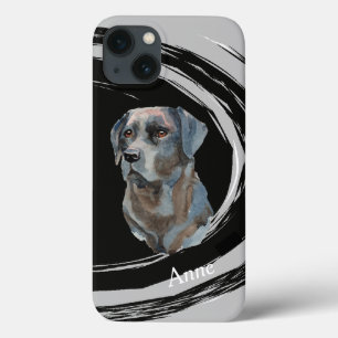 Zwarte Labrador Retriever Hond Abstracte Draaikolk Case-Mate iPhone Case