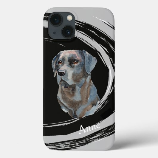Zwarte Labrador Retriever Hond Abstracte Draaikolk Case-Mate iPhone Case (Achterkant)