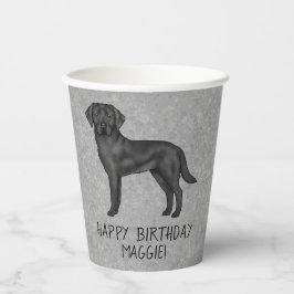 Zwarte Labrador Retriever Hond Gelukkige Verjaarda Papieren Bekers