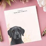 Zwarte Labrador Retriever Hond Gepersonaliseerde N Notitieblok<br><div class="desc">Vier je liefde voor Labs met dit mooie, gepersonaliseerde notitieblok. Een prachtig gedetailleerde illustratie van een zwarte Labrador Retriever kijkt uit de linkerbenedenhoek. De zachte, neutrale achtergrond vormt een aanvulling op de rijke vacht van de hond. Voeg uw eigen aangepaste tekst toe om van dit notitieblok een uniek en gekoesterd...</div>