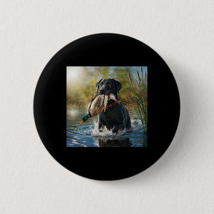 Zwarte Labrador Retriever Hond Jacht Eenden In Een Ronde Button 5,7 Cm