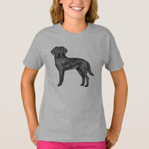 Zwarte Labrador Retriever Hond Mooie Cartoon Kunst T-shirt