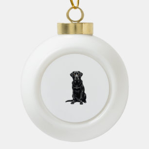 Zwarte Labrador Retriever Hond Portret Illustratie Keramische Bal Ornament