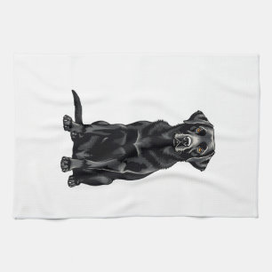 Zwarte Labrador Retriever Hond Portret Illustratie Theedoek