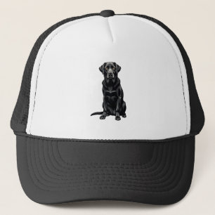 Zwarte Labrador Retriever Hond Portret Illustratie Trucker Pet
