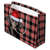 Zwarte Labrador Retriever Hond Red Plaid Kerstmis Groot Cadeauzakje (Achterkant Gekanteld)