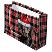 Zwarte Labrador Retriever Hond Red Plaid Kerstmis Groot Cadeauzakje (Voorkant Gekanteld)